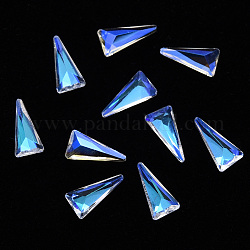Triangle Transparent Glass Cabochons, Nail Art Decoration Accessories, Faceted, Champagne Yellow, 8x4x2mm