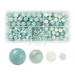340pcs 4 perles d'amazonite naturelle de style, ronde, 4mm / 6mm / 8mm / 10.5mm, Trou: 1~1.2mm