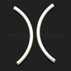 Long Brass Curved Tube Beads, Silver, 100x4mm, Hole: 4mm