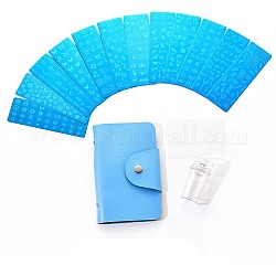 Nail Art Image Templates Tool Sets, with Stainless Steel Stamping Plates, Imitation Leather Stamping Template Bags, Nails Seal Stamper & Scraper, Mixed Color, Stamping Plates: 12x4cm, 12pcs/set