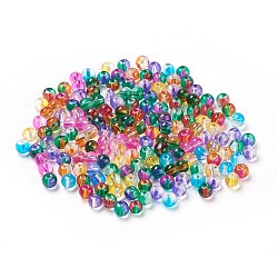 Perlas de vidrio transparente de dos tonos, redondo, color mezclado, 3.5~5mm, agujero: 0.8~1 mm