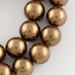 Shell Bead Strands, Imitation Pearl Bead, Grade A, Round, Coconut Brown, 20mm, Hole: 2mm, 20pcs/strand, 15.7inch