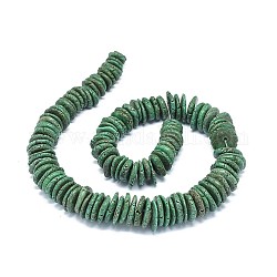 Synthetischen Türkis absolvierte Perlen Stränge, heishi Perlen, Disc / Flachrund, grün, 9~25x1.5~6 mm, Bohrung: 0.6~3 mm, ca. 118~136 Stk. / Strang, 15.5~16.1 Zoll (39.5~41.8 cm)