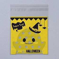 Sacs de biscuits d'halloween, sacs de bonbons auto-adhésifs, OPP sacs de cellophane, pour les fournitures de cadeaux de fête, jaune, 13x10x0.01 cm, 95~100 pcs / sac