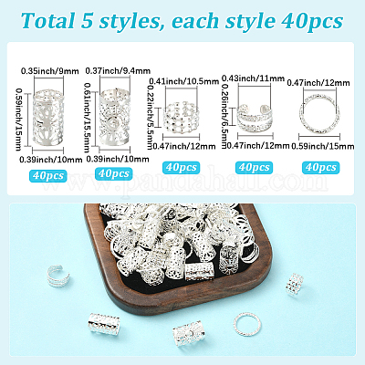 200 шт. 5 стиля железные манжеты для волос&nbsp;AJEW-SC0003-88-1