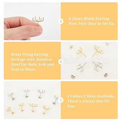 Wholesale OLYCRAFT 4 Pairs 4 Style Claws Earring Blank Studs 6 Claws  Earring Blanks Gold Silver Claw Earring Post Claws Earring Findings for  Jewelry Making Earring Making Supplies DIY Crafts 