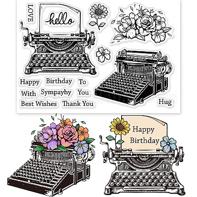 GLOBLELAND Happy Birthday Words Clear Stamps Silicone Stamp Cards Birthday  Blessing Words Clear Stamps for Card Making Decoration and DIY Scrapbooking
