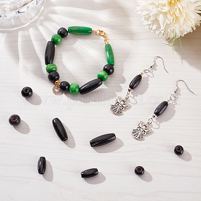 480 шт. 4-х видов окрашенных бусин из натурального дерева&nbsp;WOOD-PH0002-42-1