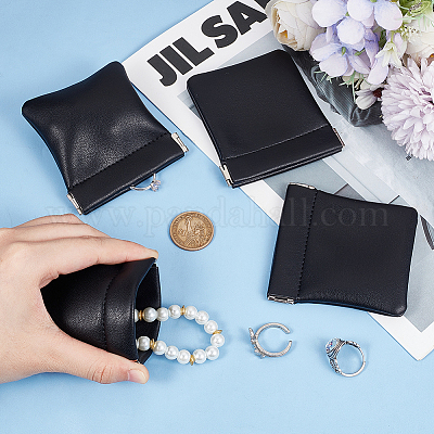 4 квадратный кошелек из искусственной кожи с осколками сплава&nbsp;AJEW-BBC0002-22A-1