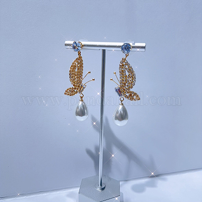 Модные роскошные серьги-гвоздики в форме бабочек с прозрачными кубическими цирконами и стразами KY8568-1-1