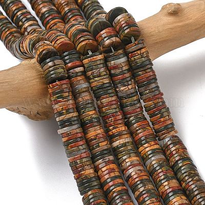 Натуральная полихромная яшма/камень Пикассо/нити бус из яшмы Пикассо&nbsp;G-G329-B03-8x1mm-1