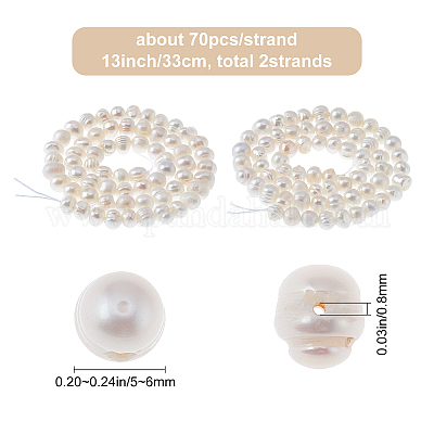 1 strands 33cm Cultured Freshwater Potato Pearls white Baroque for