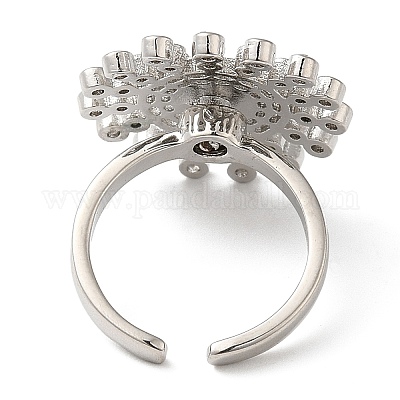 Вращающееся открытое кольцо с цветком кубического циркония&nbsp;LS-RJEW-Q776-05P-1