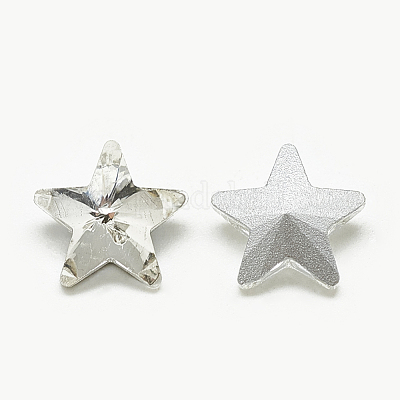 Cabochons en verre avec strass de dos avec point&nbsp;RGLA-T085-8mm-01-1