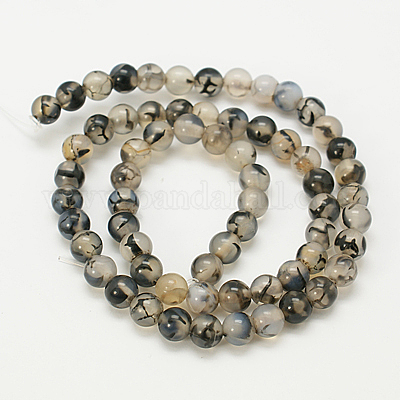 Chapelets de perles en agate grise naturelle&nbsp;G-G390-12mm-07-1