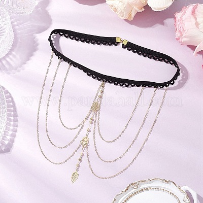 Латунные многослойные листовые кисточки цепи для бедер и ног&nbsp;AJEW-AN00656-1