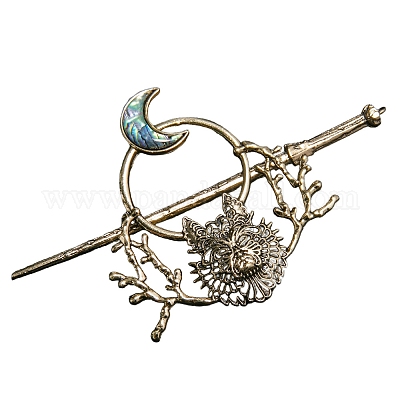 Тибетский стиль палочки сплава волос&nbsp;PW-WGEA195-01-1