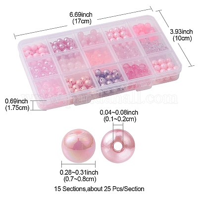 375pcs 15 Arten Acrylperlen&nbsp;MACR-YW0002-59D-1
