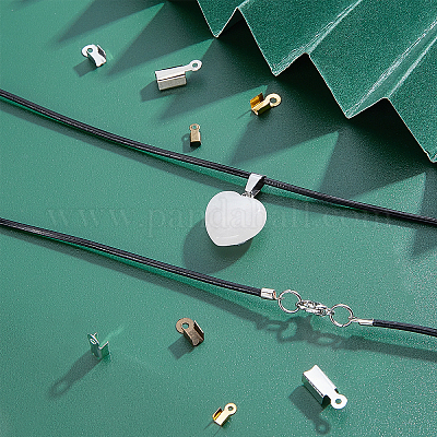 PH PandaHall About 450 Pcs Iron Fold Over Cord Ends Terminators End Tips  for Leather 3-3.5mm for Jewelry Making 3 Colors