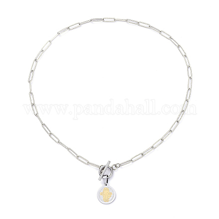 Religión tema 304 acero inoxidable cadenas de clip  collares pendientes NJEW-JN02741-1