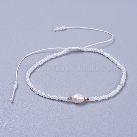 Bracciali di perline intrecciati con filo di nylon regolabile BJEW-JB04375-01-1