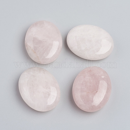 Piedra de palma ovalada de cuarzo rosa natural G-I274-44-1