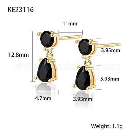 Cubic Zirconia Teardrop Dangle Stud Earrings SC9593-02-1