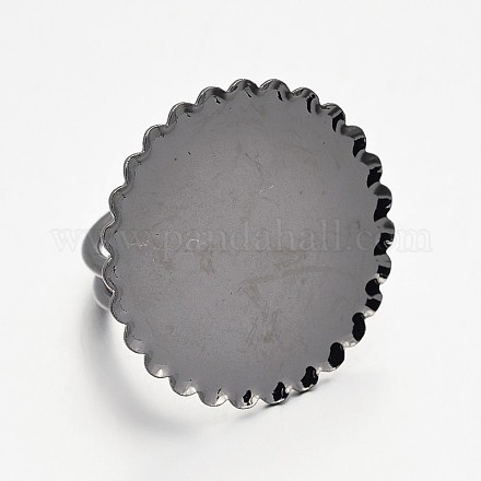 Cuff Flat Round Brass Pad Finger Ring Settings MAK-N019-01B-1