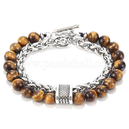 Natürliche Tigerauge-Perlen-Doppelschicht-Mehrstrang-Armbänder PW-WG56874-05-1