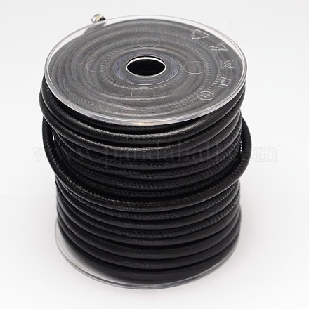 環境に優しいシープスキンレザーコード  革のアクセサリーコード  ジュエリーDIY製版材料  ブラック  3mm  5 m /ロール WL-E012-3mm-07-1