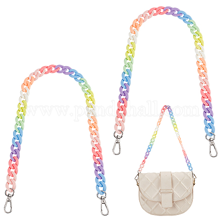 Sangle de sac en chaîne gourmette acrylique couleur arc-en-ciel FIND-WH0143-47A-1