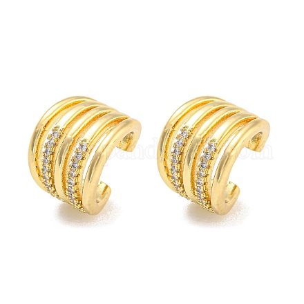 Rack Plating Brass with Clear Cubic Zirconia Multi Lines Cuff Earrings EJEW-A028-58G-1