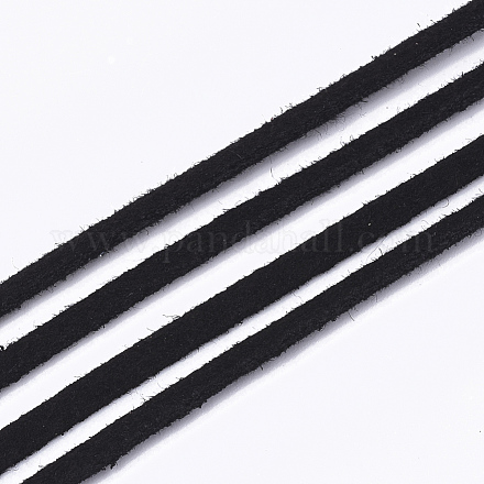スエード調コード  フェイクレース  ブラック  2.5~2.8x1.5mm  約1.09ヤード（1m）/連 LW-R023-2.8mm-09-1
