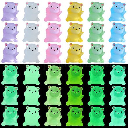 36 Uds. Decoraciones luminosas de resina con forma de oso de 6 colores DJEW-SZ0001-10-1