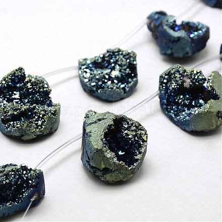 Electroplated Natural Druzy Agate Beads Strands G-N0259-03-1