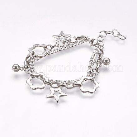 304 Stainless Steel Multi-strand Bracelets BJEW-K156-38P-1