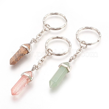 Natural & Synthetic Mixed Stone Pointed Keychain KEYC-JKC00161-M-1