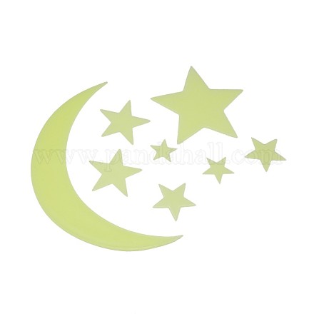 Kids Baby Room Wall Decorations Glow in the Dark Plastic Moon & Star Stickers X-AJEW-A023-02E-1
