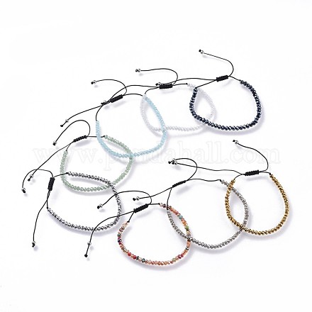Verstellbare Glasperlenarmbänder mit galvanischer Beschichtung BJEW-JB04588-1