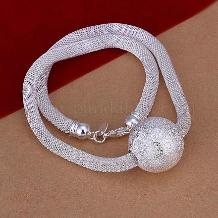 Popular Silver Plated Brass Mesh Chain Necklaces For Women NJEW-BB12818-1