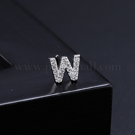 Platinum Brass Micro Pave Cubic Zirconia Stud Earrings XI6969-23-1