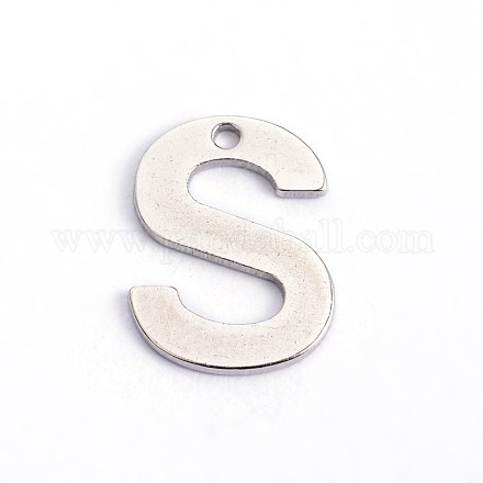 304 Stainless Steel Letter Charms X-STAS-O072-S-1