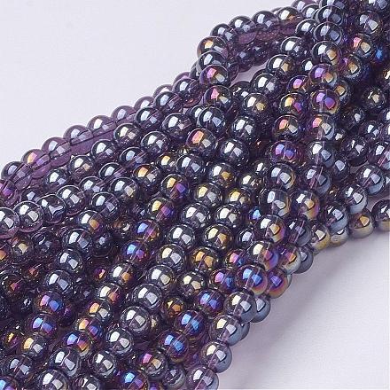 Glass Beads Strands GR4mm06Y-AB-1
