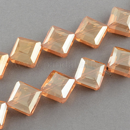 Galvanoplastie transparent perles de verre à facettes brins EGLA-S088-04-1