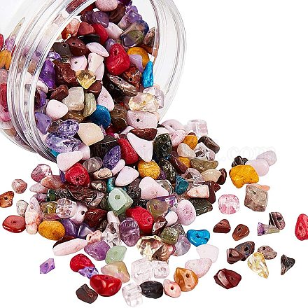Natural & Synthetic Mixed Gemstone Chips Beads Strands G-NB0001-52-1
