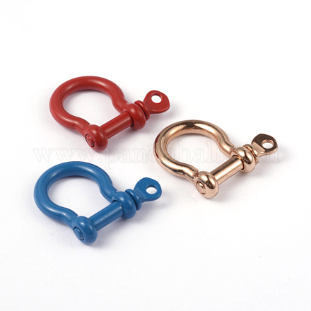 Spray Painted and Rose Gold Plated Alloy Screw D-Ring Anchor Shackle Clasps X-PALLOY-H540-1