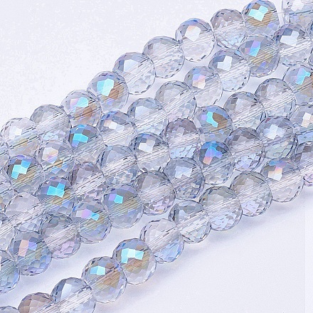 Electroplate Transparent Glass Beads Strands EGLA-E045-E01-1