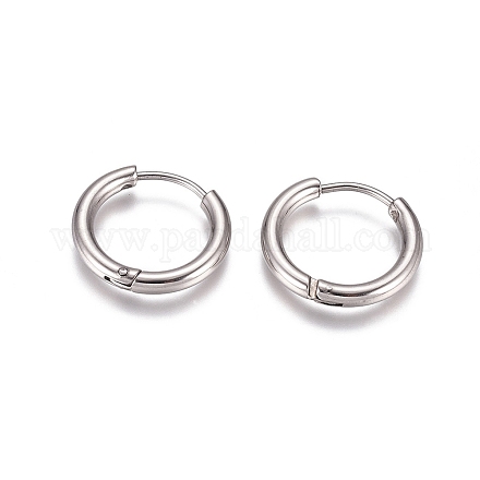 304 Stainless Steel Huggie Hoop Earrings EJEW-G272-01-12mm-P-1