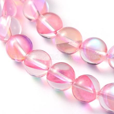 Dyed Synthetic Moonstone Round Beads Strands G-L376-12mm-B10-1