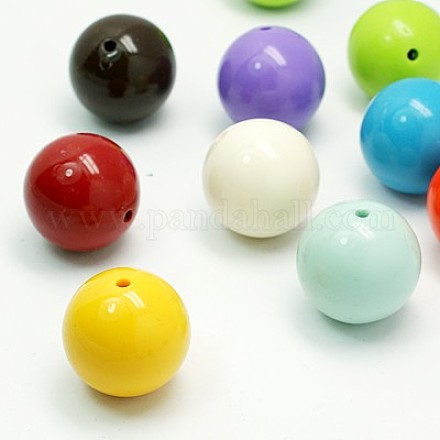 Mixed Color Chunky Bubblegum Acrylic Round Beads X-SACR-2425Y-M-1